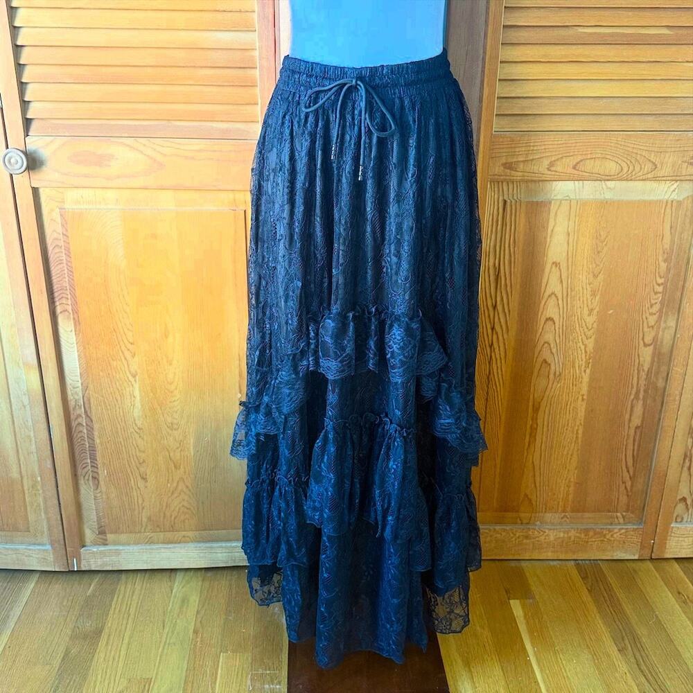 Dark in Love Gothic Victorian Vampire Vkei Black Lace & Ruffle Skirt XS-XL - Picture 2 of 14
